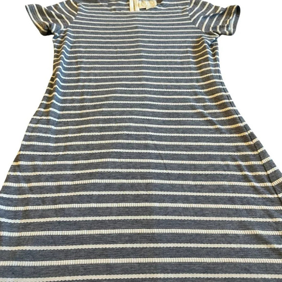 Sail to Sable STS Blue White Stripe Dress Crew Neck Stretch Size Medium Women's - Picture 4 of 6
